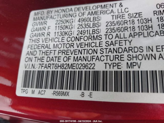 7FART6H82ME029622 Honda Cr-v Hybrid Ex-l