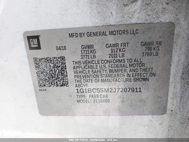 Chevrolet Cruze Ls Auto 2018 1G1BC5SM2J7207911 Image 9