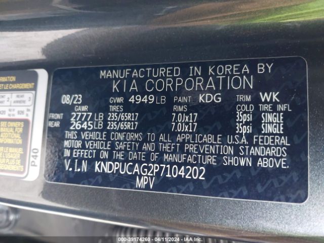 KNDPUCAG2P7104202 KIA Sportage Hybrid Lx
