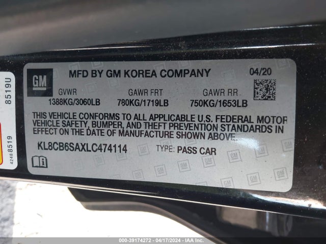 Chevrolet Spark Fwd Ls Automatic 2020 KL8CB6SAXLC474114 Image 9