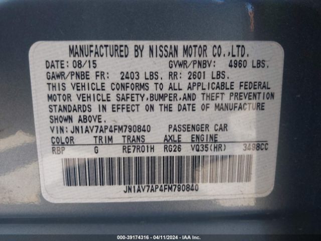 JN1AV7AP4FM790840 Infiniti Q50 Hybrid Premium