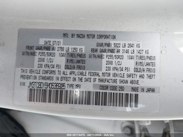 JM3TCBDY5M0536925 Mazda Cx-9 Grand Touring