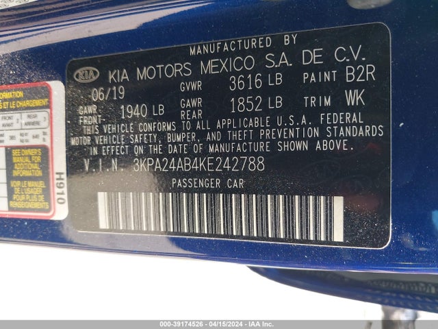 KIA RIO S 2019 3KPA24AB4KE242788 Image 9