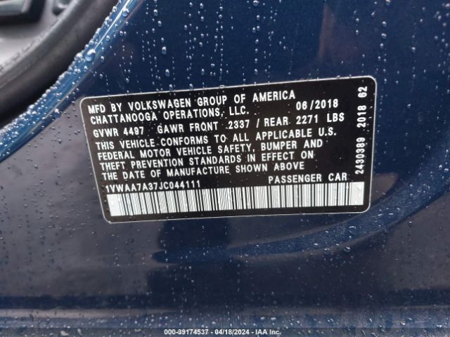 1VWAA7A37JC044111 Volkswagen Passat 2.0t R-line/2.0t S