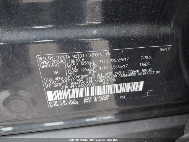 Toyota RAV4 LE 2019 JTMH1RFV7KD028672 Image 9