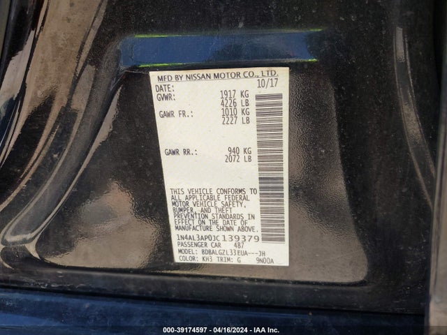 Nissan Altima 2.5 S 2018 1N4AL3AP0JC139379 Image 9