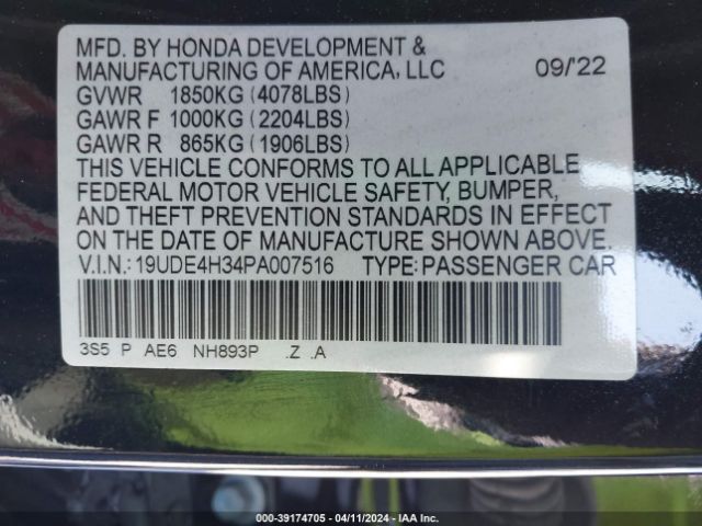 19UDE4H34PA007516 Acura Integra A-spec