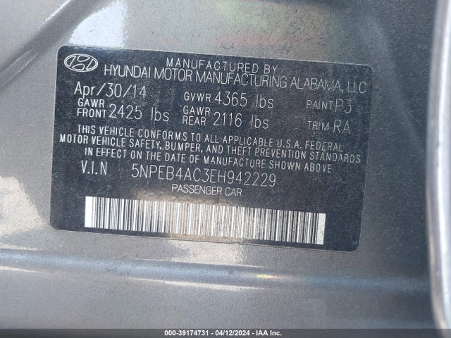 Hyundai SONATA GLS 2014 5NPEB4AC3EH942229 Image 9