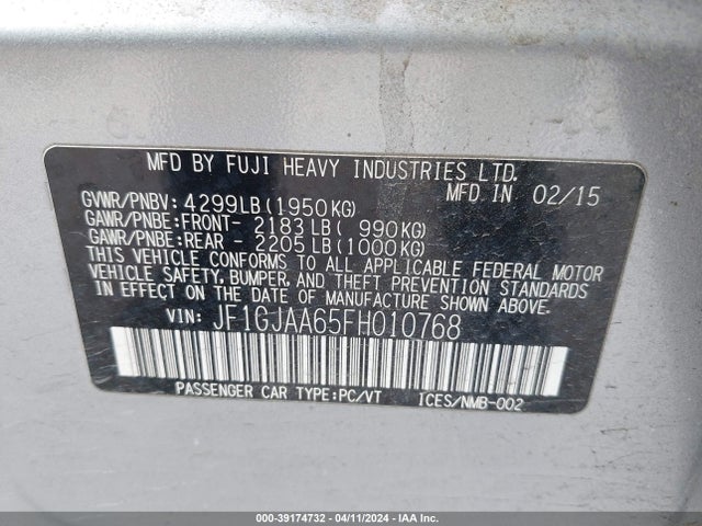 Subaru Impreza 2.0i 2015 JF1GJAA65FH010768 Image 9