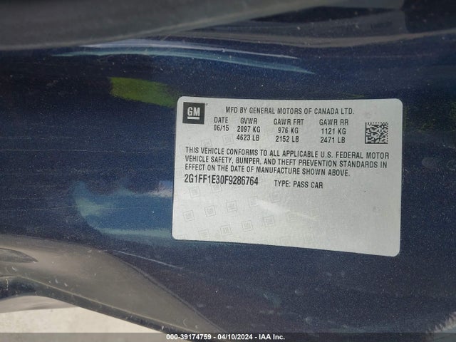 Chevrolet Camaro 2lt 2015 2G1FF1E30F9286764 Image 9
