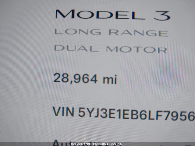 Tesla Model 3 Long Range Dual Motor All-wheel Drive 2020 5YJ3E1EB6LF795625 Image 7