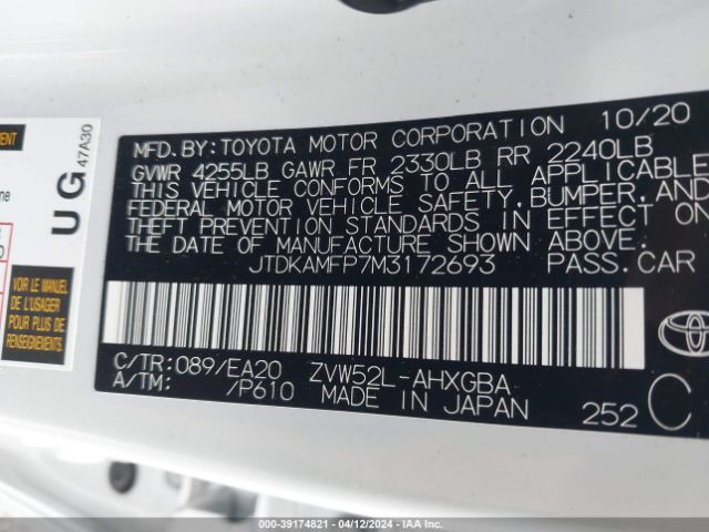 JTDKAMFP7M3172693 Toyota Prius Prime Xle