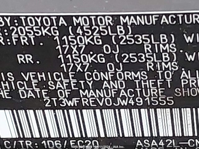 Toyota Rav4 Xle 2018 2T3WFREV0JW491555 Image 9