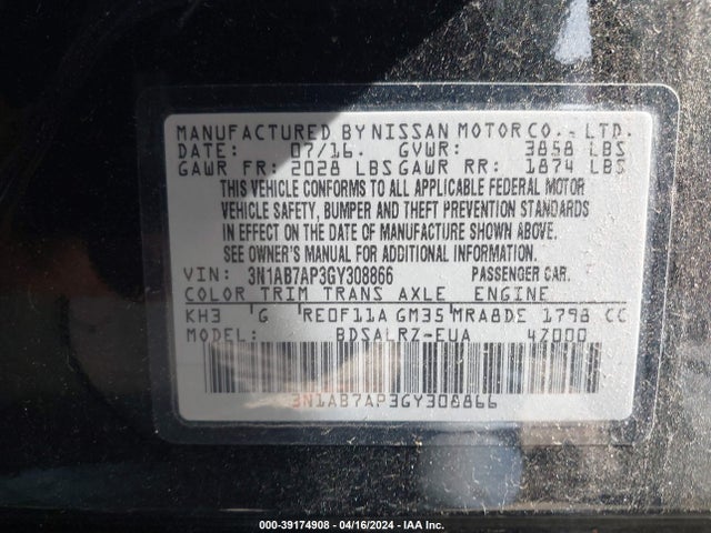 Nissan SENTRA SR 2016 3N1AB7AP3GY308866 Image 9