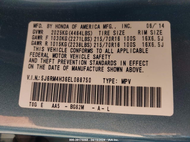 Honda CR-V LX 2014 5J6RM4H36EL088750 Image 9