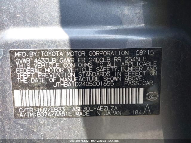 JTHBA1D24G5001655 Lexus IS 200T