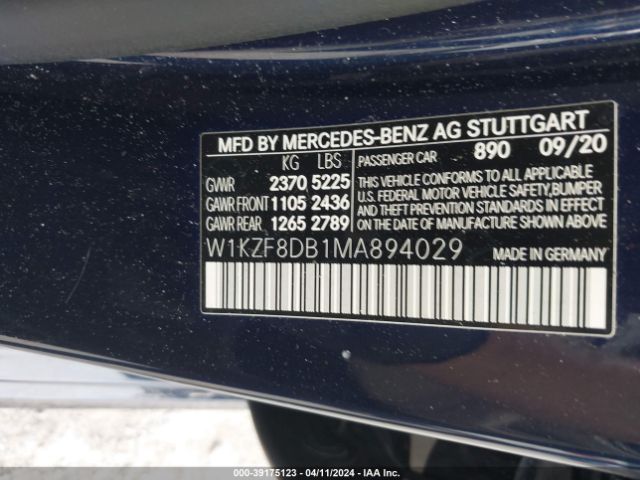 W1KZF8DB1MA894029 Mercedes-Benz E 350