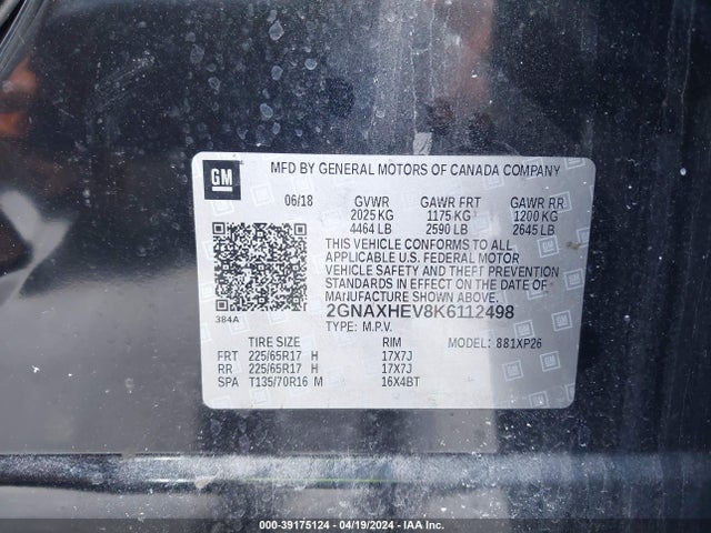 Chevrolet EQUINOX LS 2019 2GNAXHEV8K6112498 Image 9