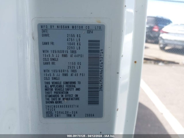 Nissan Nv200 S 2014 3N6CM0KN6EK693714 Image 9