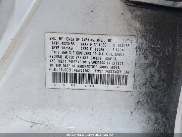 19UDE2F74GA021362 Acura Ilx Premium Package/technology Plus Package