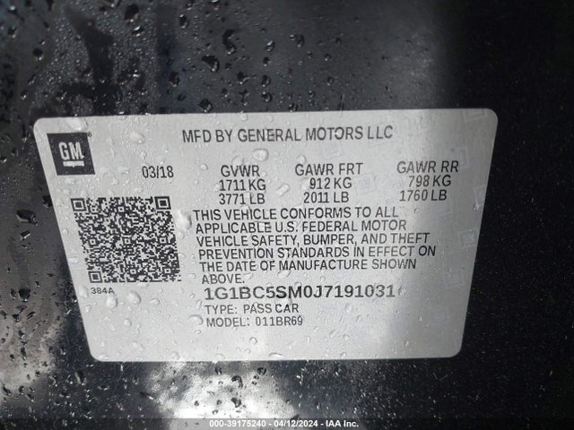 Chevrolet Cruze Ls Auto 2018 1G1BC5SM0J7191031 Image 9