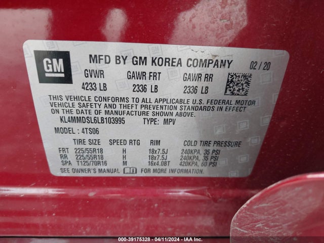 KL4MMDSL6LB103995 Buick Encore Gx Fwd Select