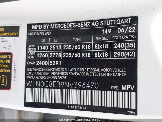 W1N0G8EB9NV396470 Mercedes-Benz Glc 300 4matic Suv