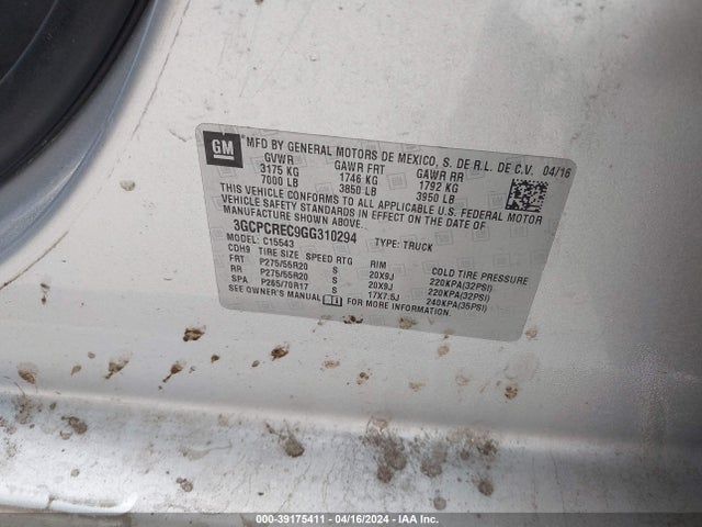 Chevrolet Silverado 1500 1lt 2016 3GCPCREC9GG310294 Image 9