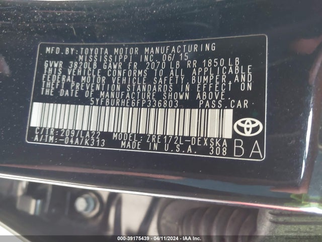 Toyota Corolla S Premium 2015 5YFBURHE6FP336803 Image 9