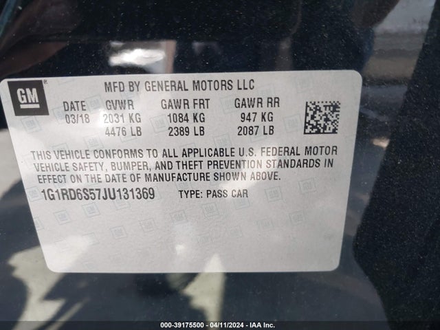 Chevrolet Volt Premier 2018 1G1RD6S57JU131369 Image 9