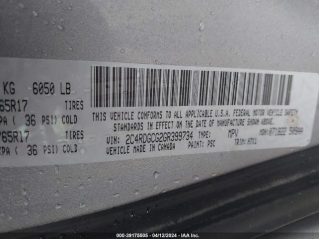 2C4RDGCG2GR399734 Dodge Grand Caravan Sxt
