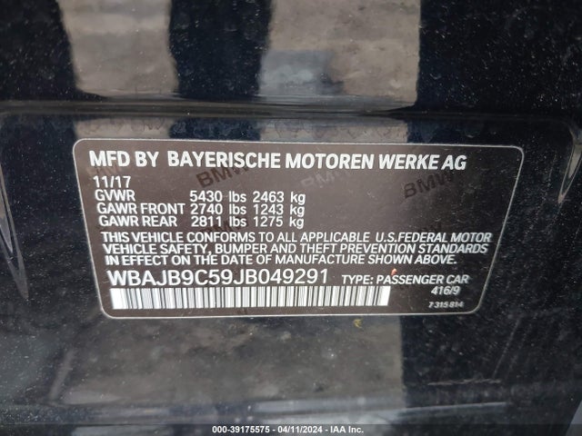 BMW M550i Xdrive 2018 WBAJB9C59JB049291 Image 9
