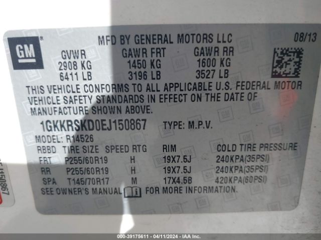 1GKKRSKD0EJ150867 GMC Acadia Slt-2