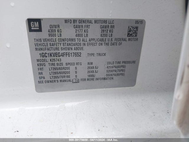 Chevrolet Silverado 2500hd Lt 2015 1GC1KVEG4FF617652 Image 9