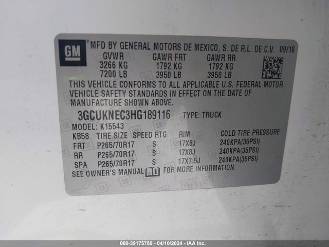Chevrolet Silverado 1500 Ls 2017 3GCUKNEC3HG189116 Image 9