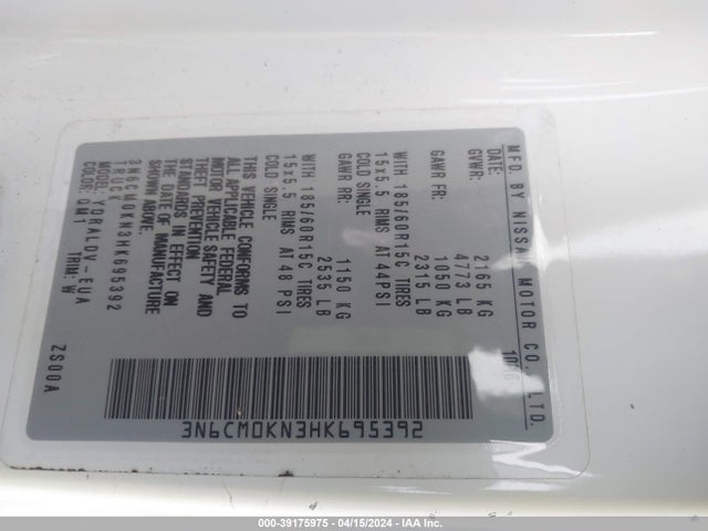 Nissan Nv200 S 2017 3N6CM0KN3HK695392 Image 9