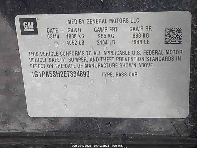 Chevrolet Cruze Ls Auto 2014 1G1PA5SH2E7334890 Image 9