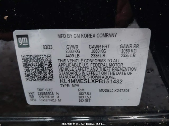 KL4MMESLXPB151432 Buick Encore Gx Select Awd