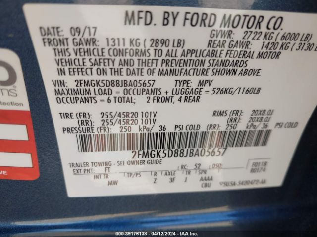 2FMGK5D88JBA05657 Ford Flex Limited