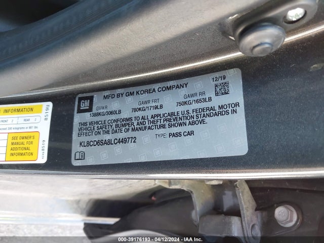 Chevrolet Spark Fwd 1lt Automatic 2020 KL8CD6SA8LC449772 Image 9
