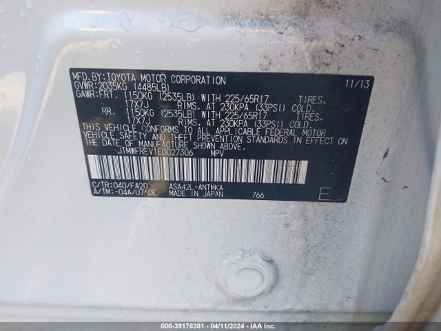 Toyota Rav4 Xle 2014 JTMWFREV1ED027306 Image 9