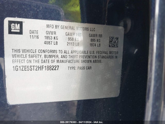 Chevrolet MALIBU 1LT 2017 1G1ZE5ST2HF188227 Image 9