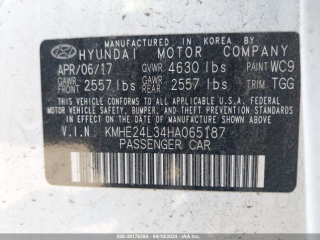 KMHE24L34HA065187 Hyundai Sonata Hybrid Se