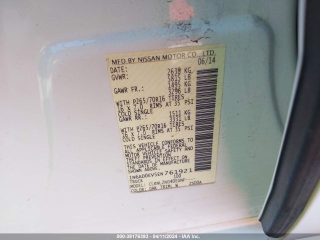 Nissan Frontier Sv 2014 1N6AD0EV5EN761921 Image 9