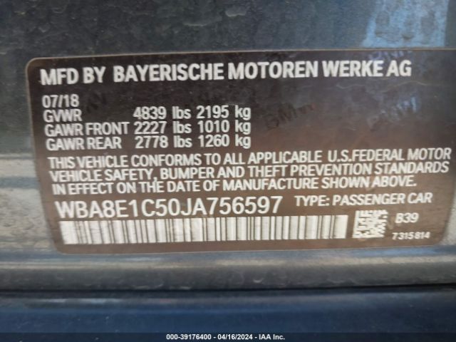 WBA8E1C50JA756597 BMW 330e Iperformance