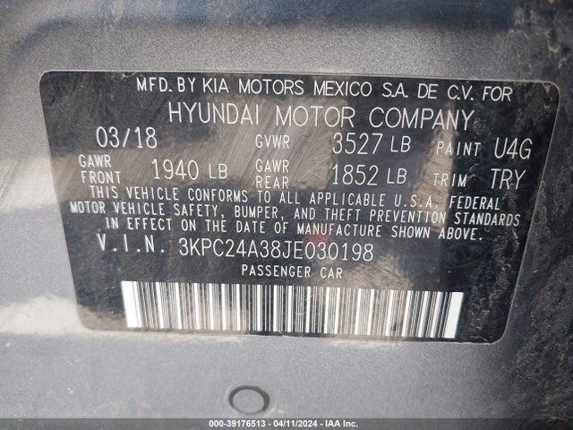 Hyundai ACCENT SE 2018 3KPC24A38JE030198 Image 9