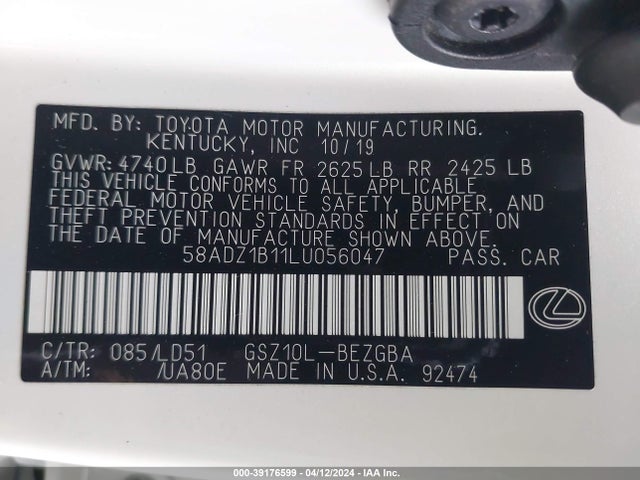 Lexus ES 350 2020 58ADZ1B11LU056047 Image 9