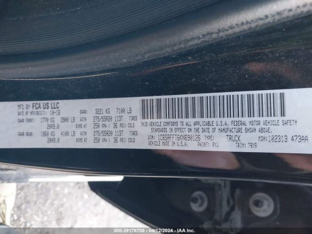 1C6SRFFT6KN690126 RAM 1500 Big Horn/lone Star  4x4 5'7 Box