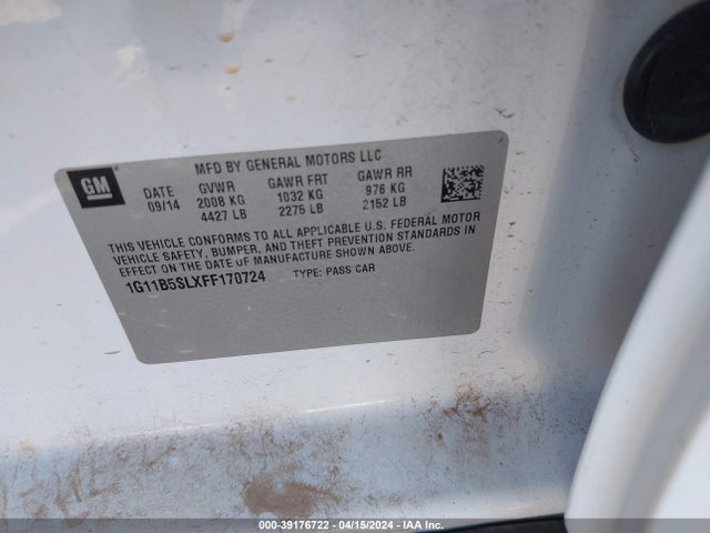 Chevrolet MALIBU LS 2015 1G11B5SLXFF170724 Image 9