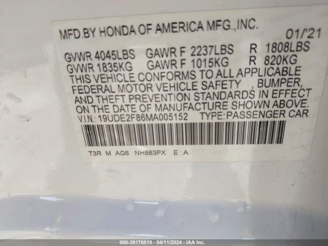 19UDE2F86MA005152 Acura Ilx Premium   A-spec Packages/technology   A-spec Packages